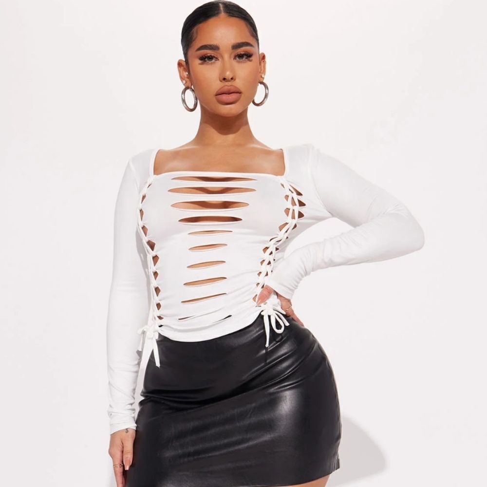 NWT Fashion Nova Kassy Cut-Out Top – White XL